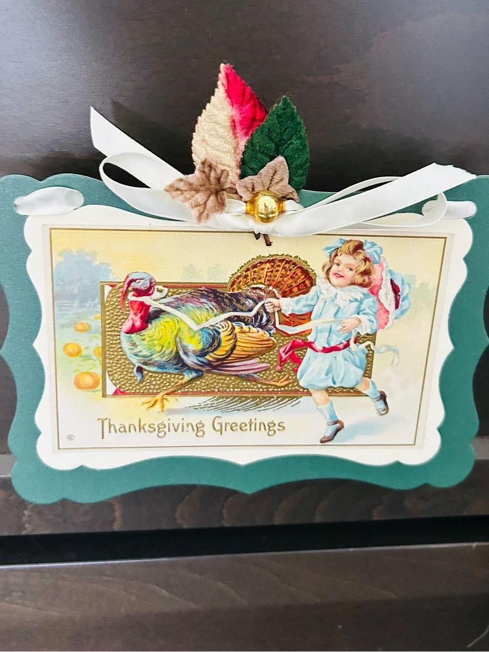 Thanksgiving garland 1900s vintage repurposed holiday postcards